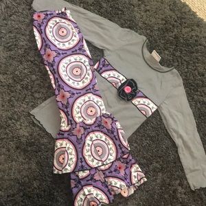 Ann Loren two piece outfit with ruffle pants